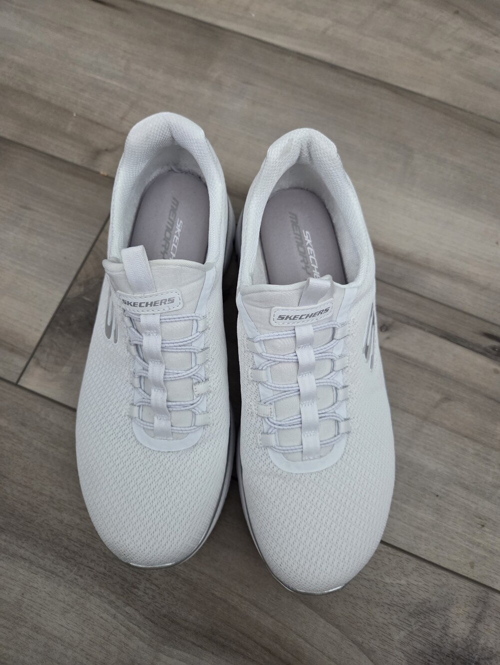 Skechers Women’s White Lightweight Slip-On Athletic Shoes